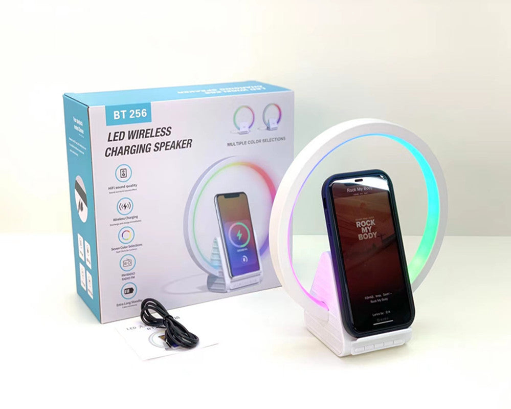 AuraWave™ — Smart Bluetooth Speaker with Ambience Light & 15W Wireless Charger