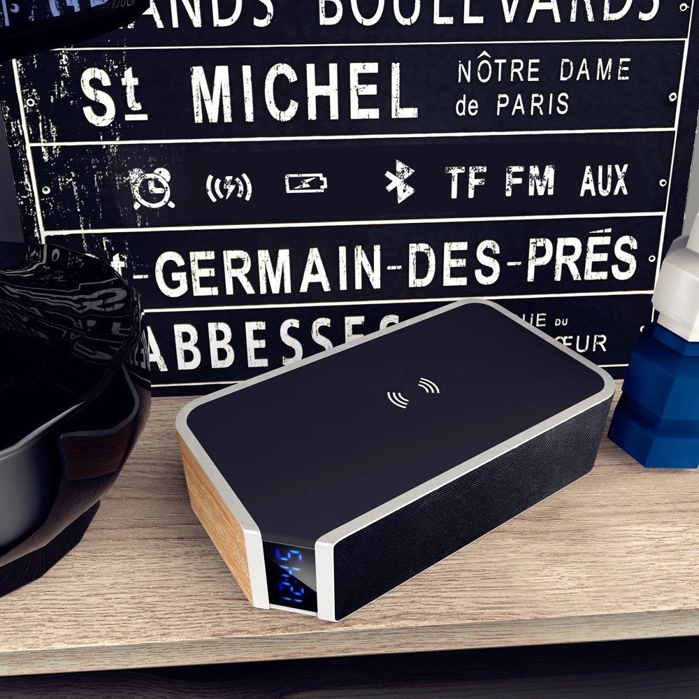 AuraSync™ 5-in-1 Wireless Charging Clock Speaker