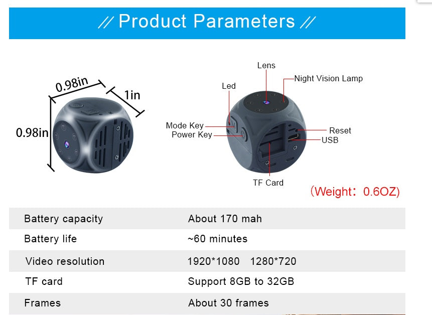MD21 Mini HD Infrared Night Vision Camera