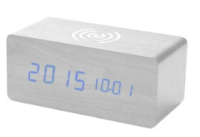 EcoTime Smart Wireless Charging LED Wooden Alarm Clock – Mute Sound Control, Environmentally Friendly