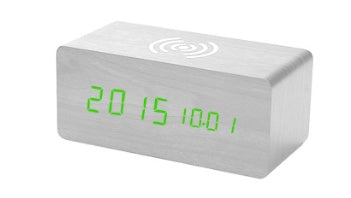 EcoTime Smart Wireless Charging LED Wooden Alarm Clock – Mute Sound Control, Environmentally Friendly