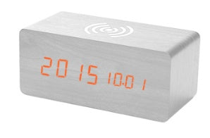 EcoTime Smart Wireless Charging LED Wooden Alarm Clock – Mute Sound Control, Environmentally Friendly