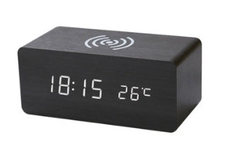 EcoTime Smart Wireless Charging LED Wooden Alarm Clock – Mute Sound Control, Environmentally Friendly