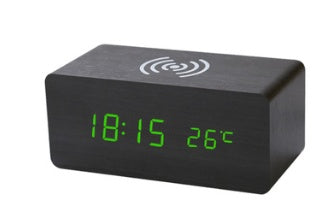 EcoTime Smart Wireless Charging LED Wooden Alarm Clock – Mute Sound Control, Environmentally Friendly