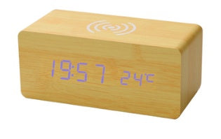 EcoTime Smart Wireless Charging LED Wooden Alarm Clock – Mute Sound Control, Environmentally Friendly