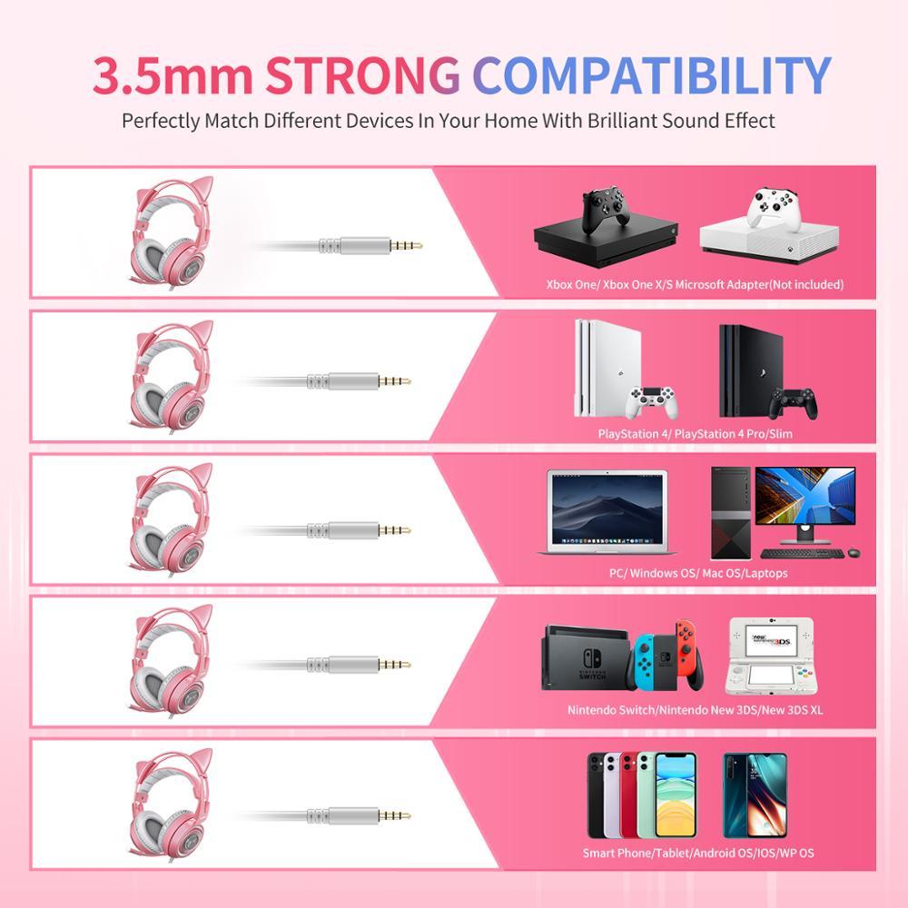 PurrPlay SOMIC G951s Pink Cat Ear Gaming Headphones