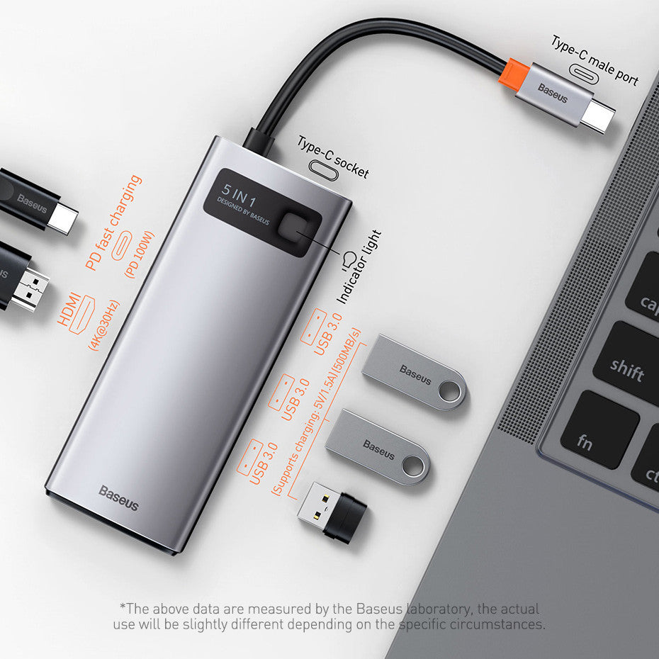 The Baseus GleamHub™ 5-in-1 Multifunctional Type-C Docking Station (30Hz)
