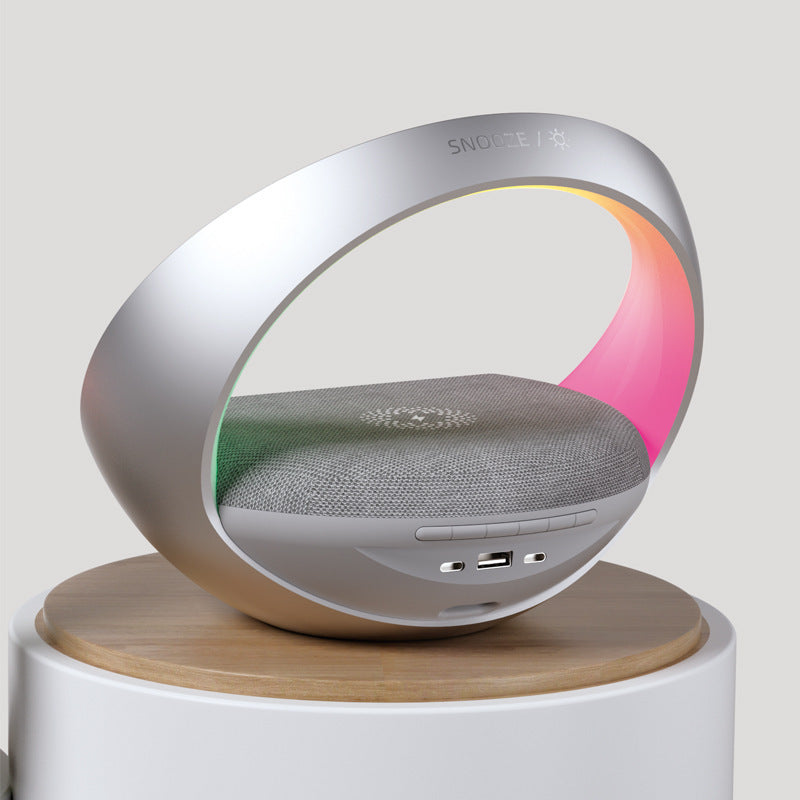 AuraSync™: Multifunctional Wireless Charger Clock with Wake-up Light & Bluetooth Speaker