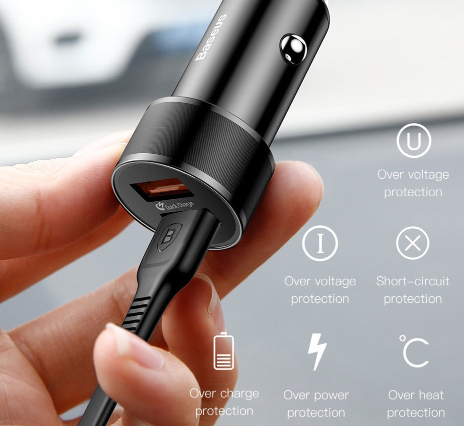 TurboCharge Mini 36W Dual USB Car Charger – Quick Charge 3.0 Fast Charging Power