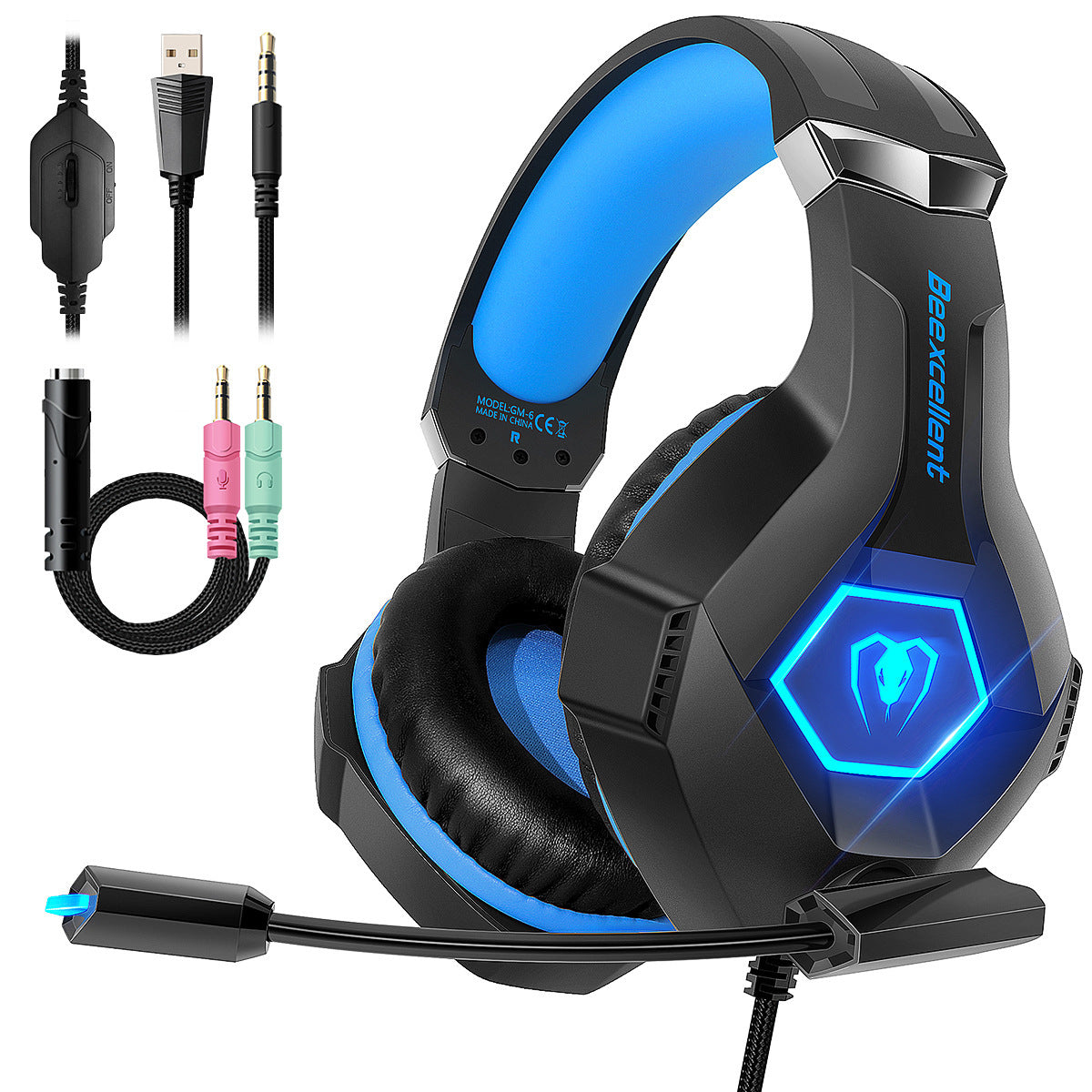 ThunderGlow™ — Luminous Gaming Headset with Built-in Microphone