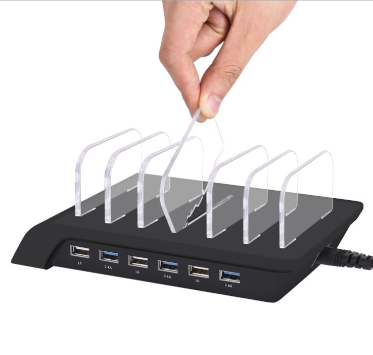 PowerHub 6-in-1 USB Charging Stand – Multi-Device Mobile Phone and Tablet Charger