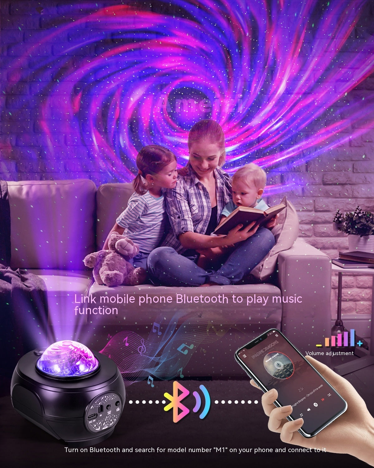 DreamScape Starry Sky Projector – Music-Activated Night Lamp for a Magical Atmosphere