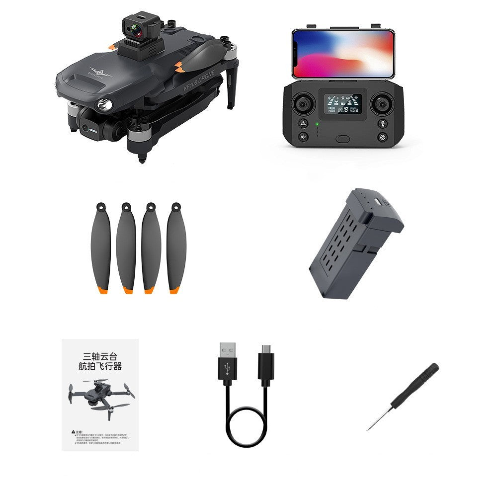 SkyMaster KF106 – Laser Obstacle Avoidance 360° 3-Axis Gimbal Drone with Dual Cameras, GPS, and Optical Flow Technology