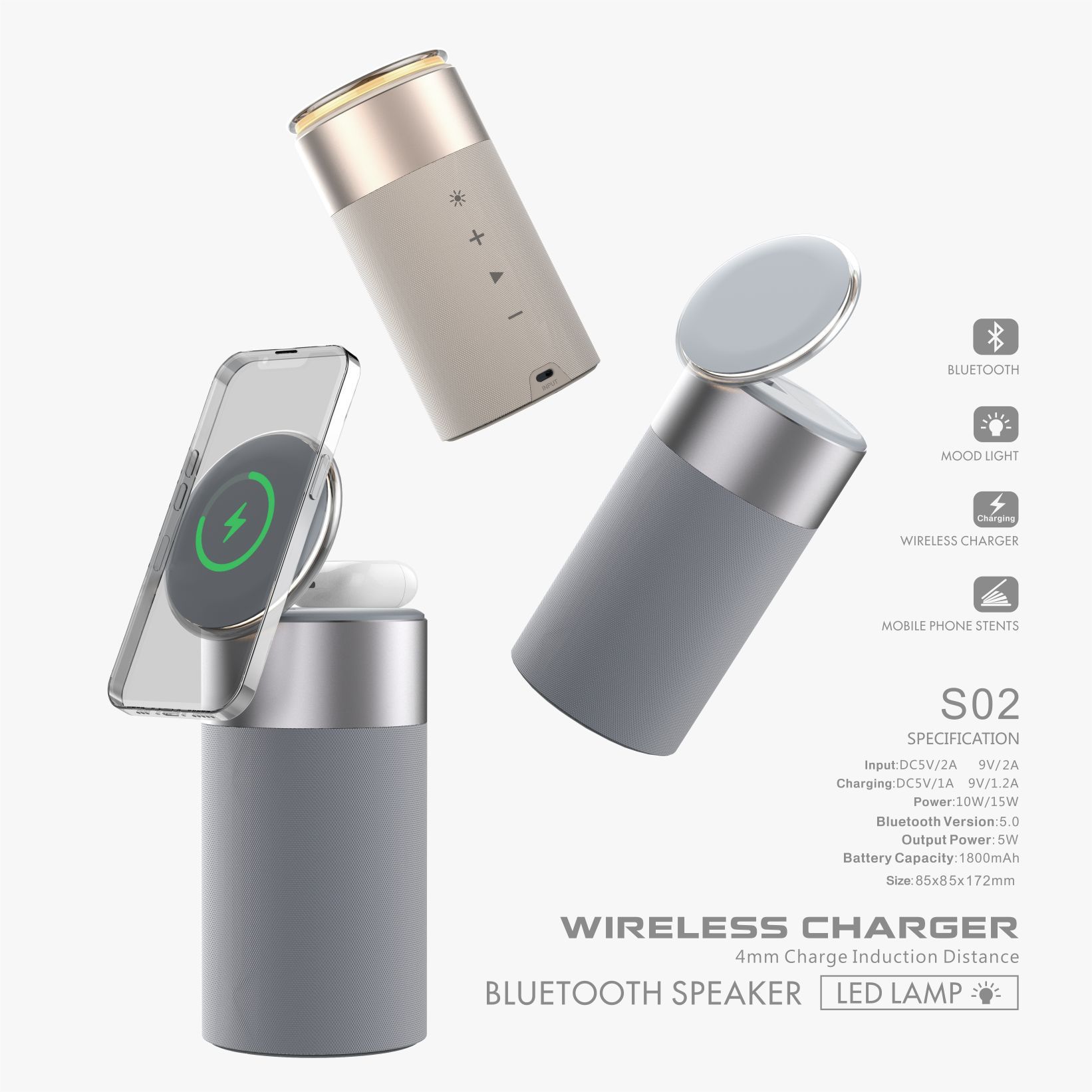 SyncAura™ 3-in-1 Wireless Charger & Bluetooth Speaker Lamp