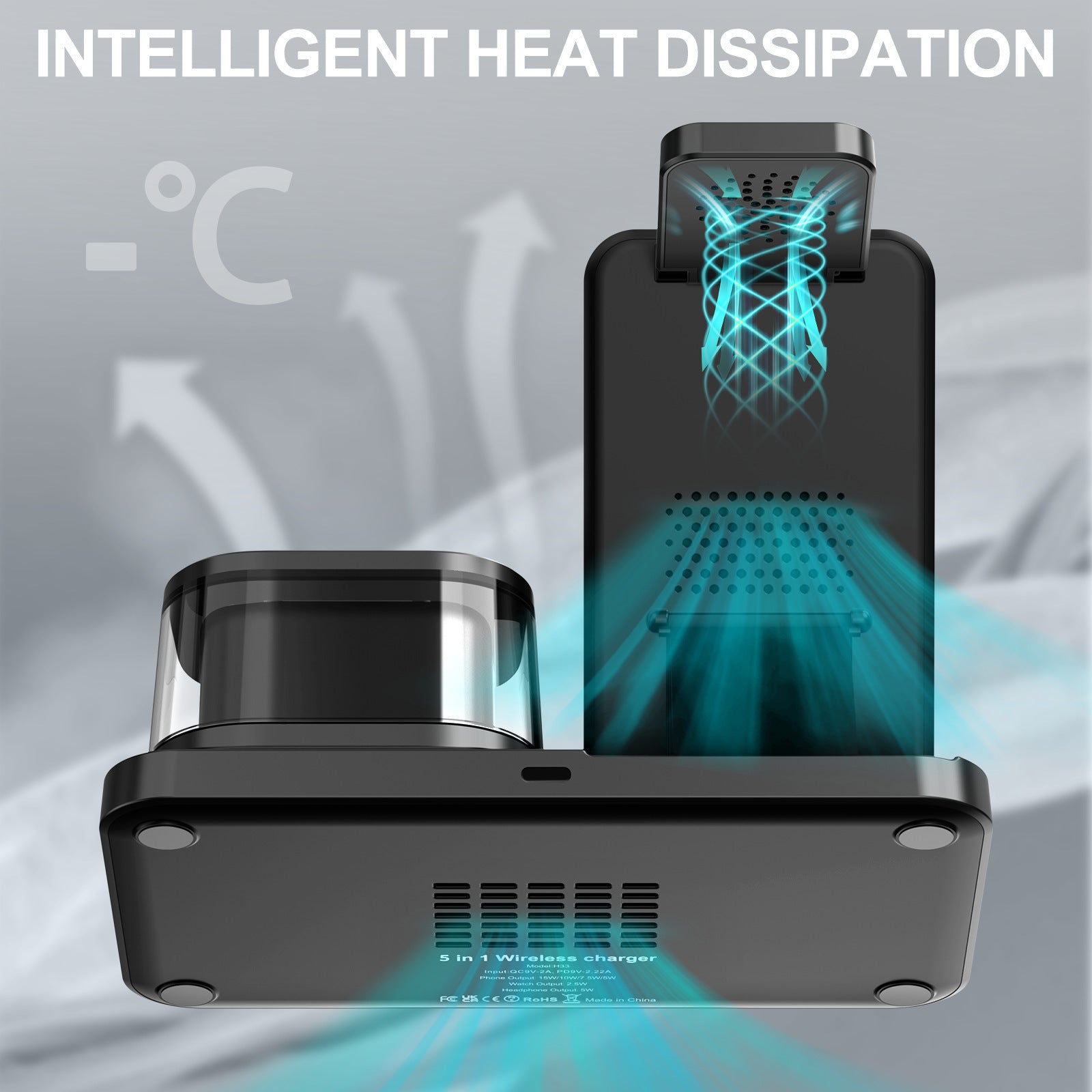 TriCharge Fusion – 3-in-1 Folding Wireless Charging Stand
