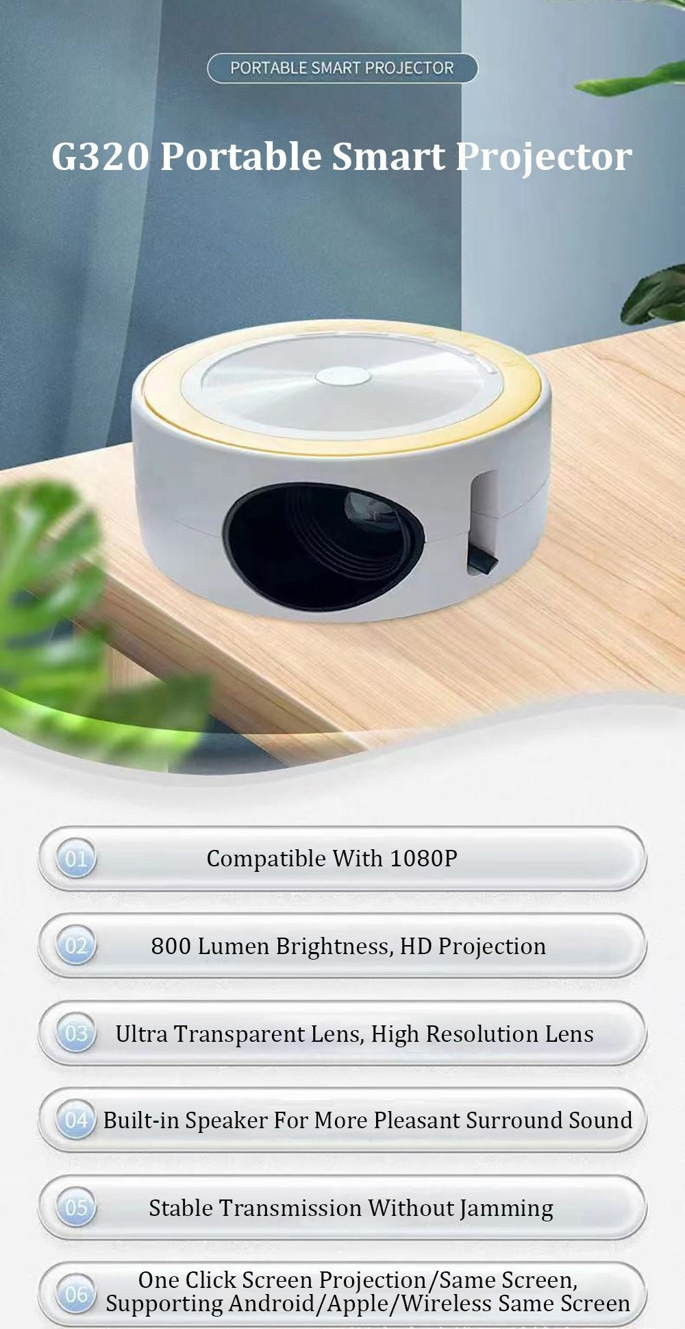 YT200 BeamLink — Wired LED Portable Home Projector