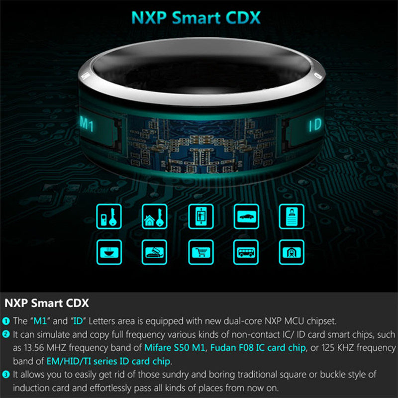 Smart Ring Wearable Device Multifunctional Black High-tech