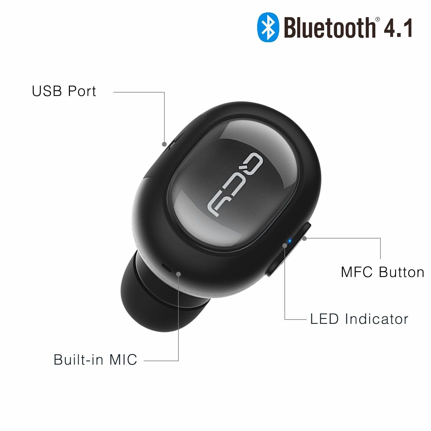 QCY Q26 Combo: Bluetooth Car Calls & Portable Earphone Headset Set