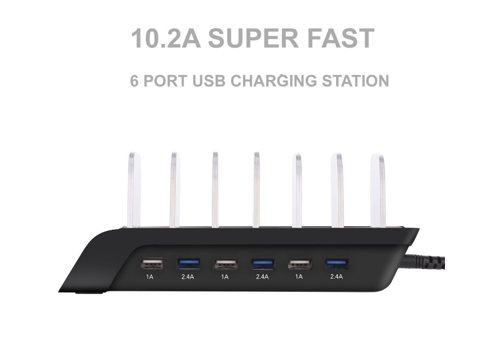 PowerHub 6-in-1 USB Charging Stand – Multi-Device Mobile Phone and Tablet Charger