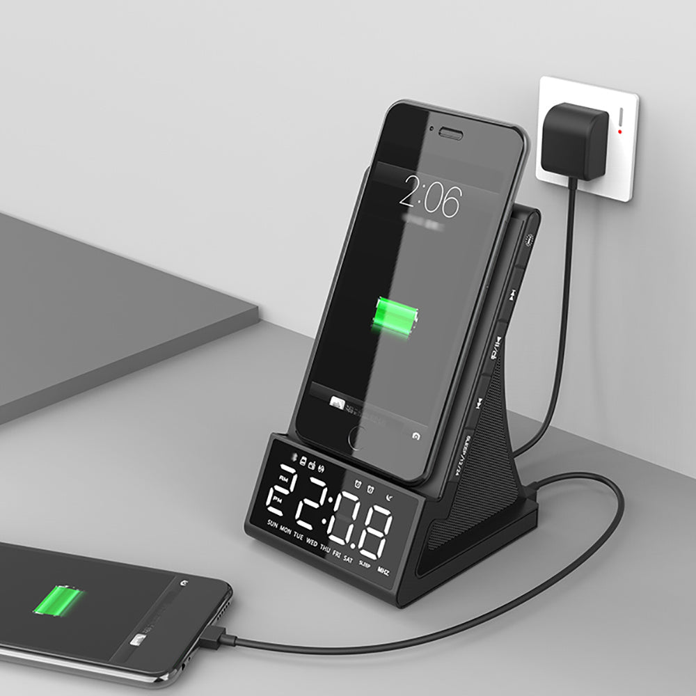 EchoCharge Luxe Wireless Charging Bluetooth LED Alarm Clock
