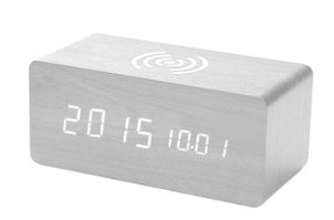EcoTime Smart Wireless Charging LED Wooden Alarm Clock – Mute Sound Control, Environmentally Friendly