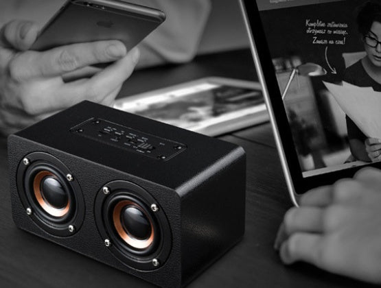 WoodTone™ M5 Wooden Wireless Bluetooth Speaker – Elegant Sound for Your Home, Desk, and More