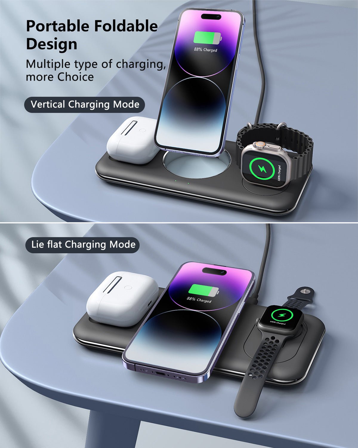 MagCharge Fold – Folding Magnetic Wireless Charger & Desktop Stand