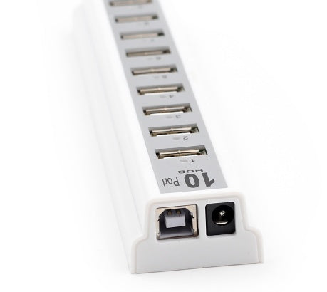 PowerHub 10X: USB 2.0 Hub with AC Power Adapter for PC, Laptop, and Notebook