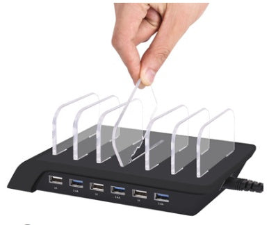 PowerHub 6-in-1 USB Charging Stand – Multi-Device Mobile Phone and Tablet Charger