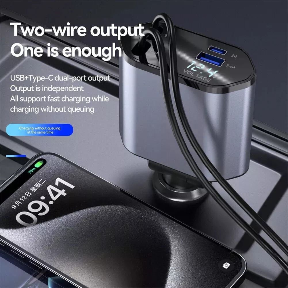 VoltFlex™ 120W Retractable Car Charger