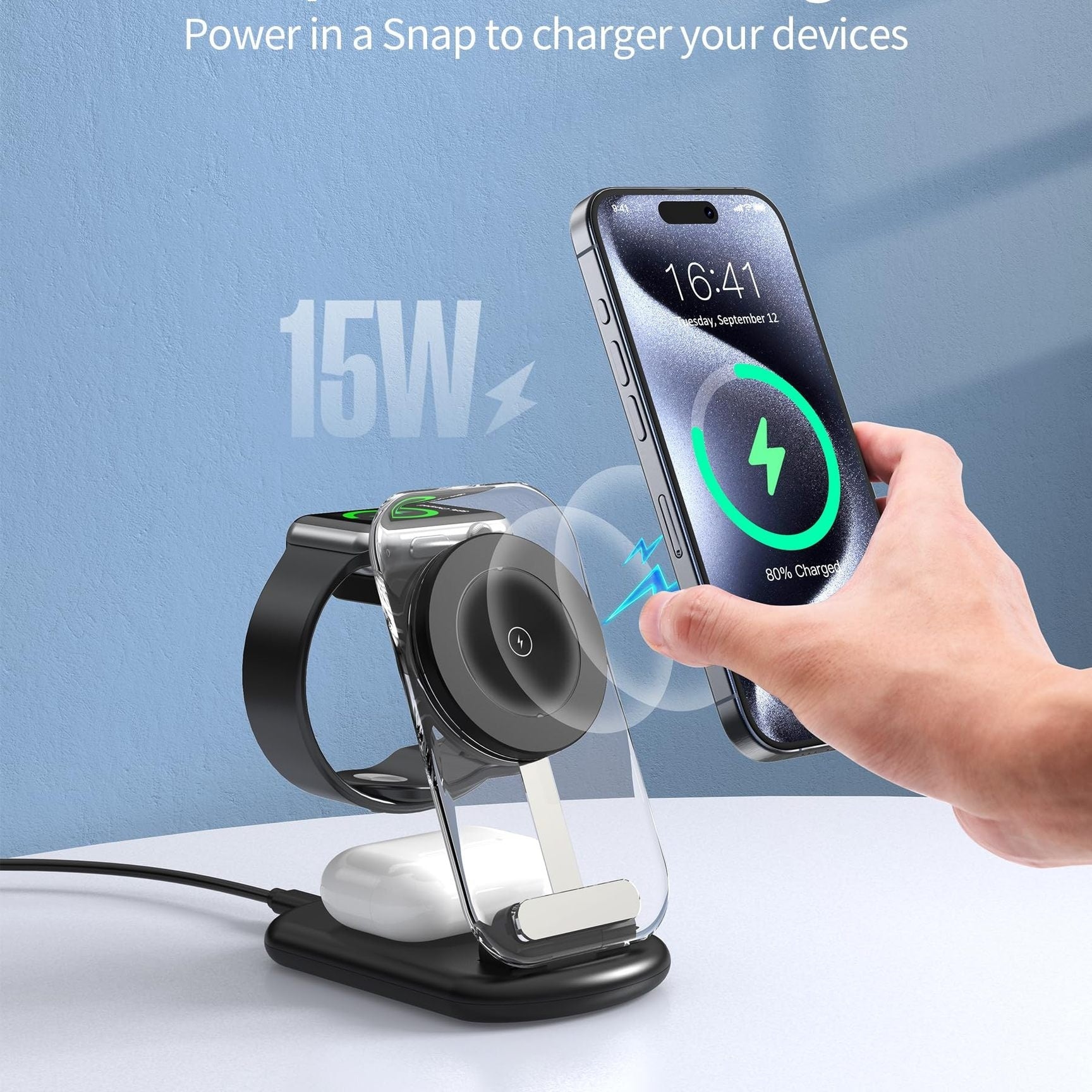 ClearCharge™ TriFold Magnetic Wireless Charger