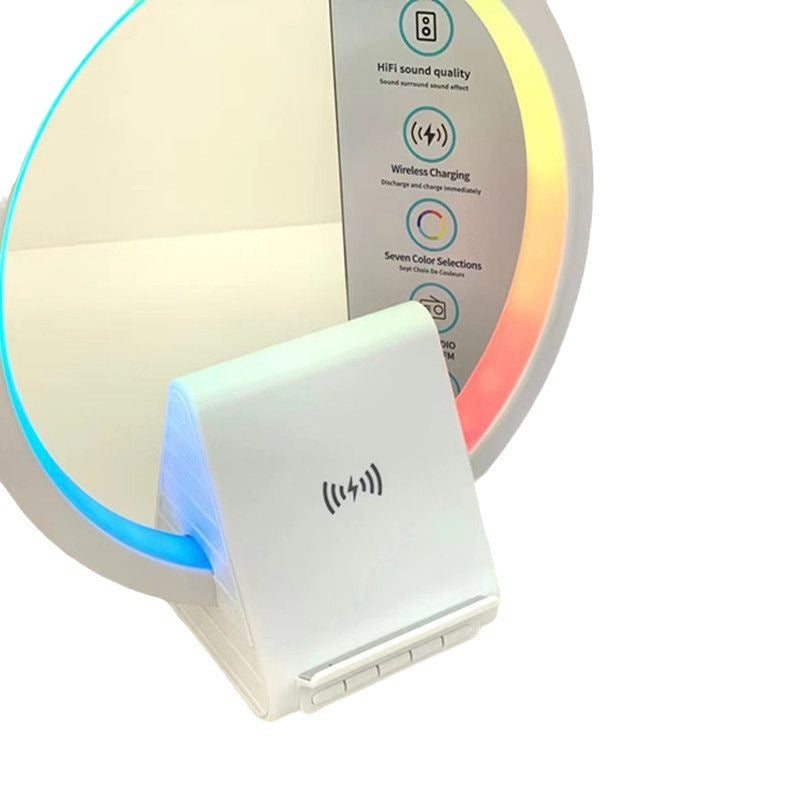 AuraWave™ — Smart Bluetooth Speaker with Ambience Light & 15W Wireless Charger