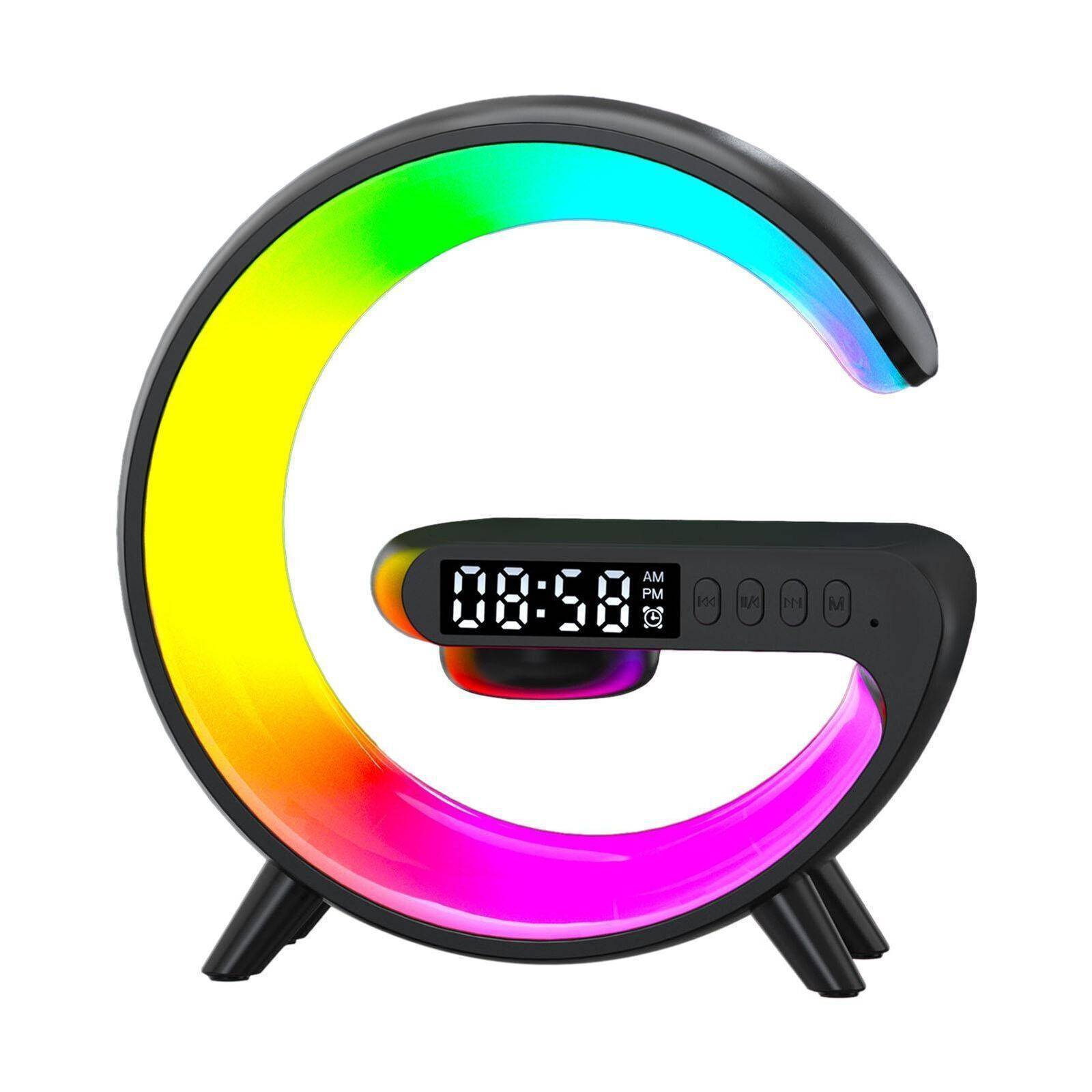LuminaBeat Smart G Lamp – LED RGB Night Light, Bluetooth Speaker & Wireless Charger with Alarm Clock