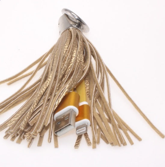 Tangle-Free Tassel Keychain Data Cable – Stylish & Compact Charging & Sync Cable