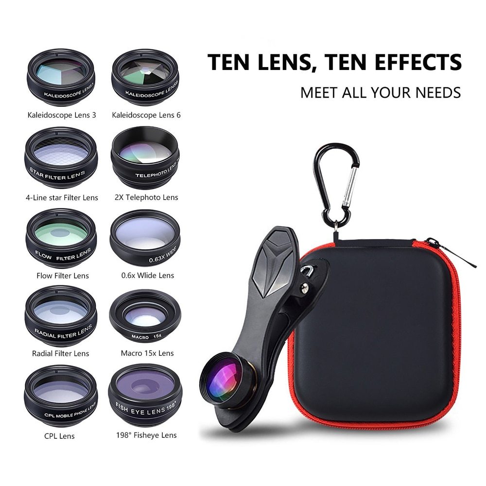 APEXEL 10-in-1 Universal Phone Lens Kit