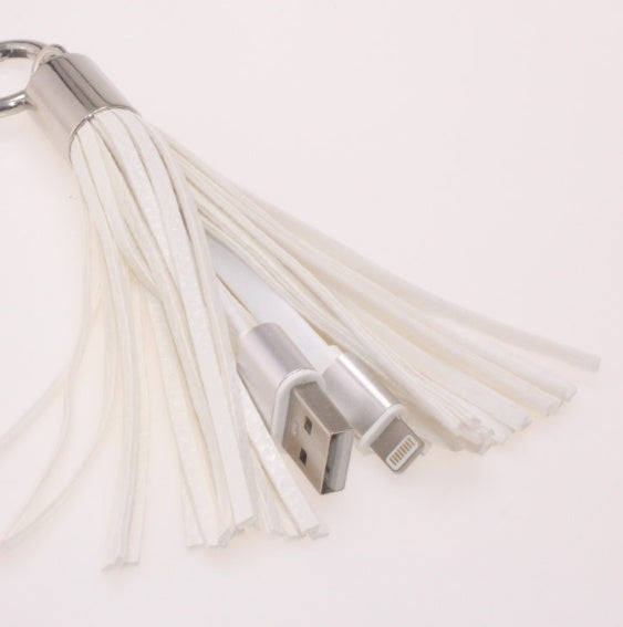 Tangle-Free Tassel Keychain Data Cable – Stylish & Compact Charging & Sync Cable