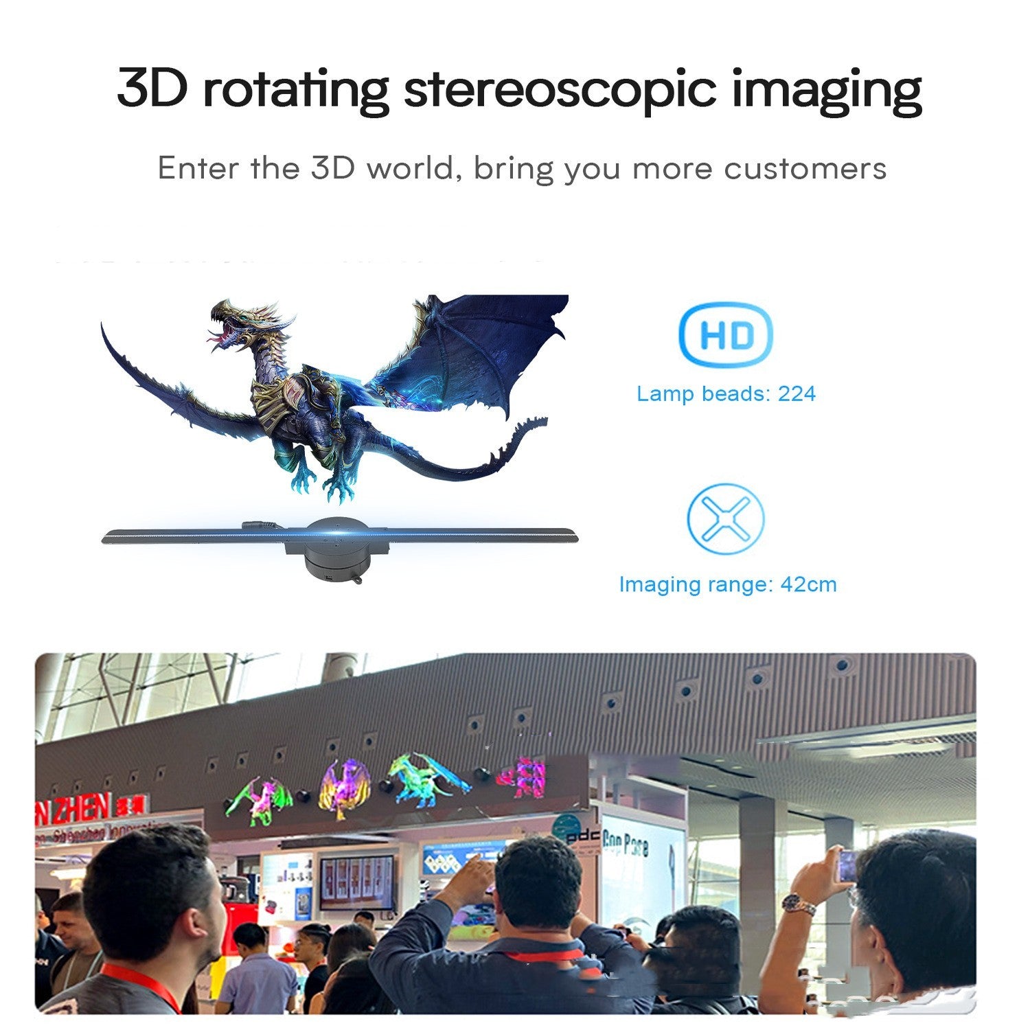 Vision360 Naked Eye 3D Stereo Projector & Rotating Display Advertising Machine