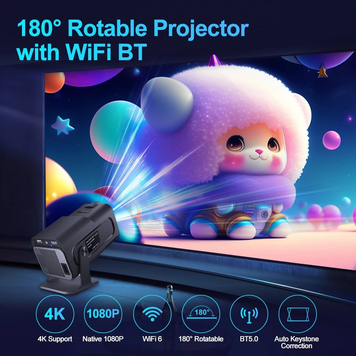 VisionBeam 4K Smart Mini Projector: Wireless, Compact, Powerful Entertainment