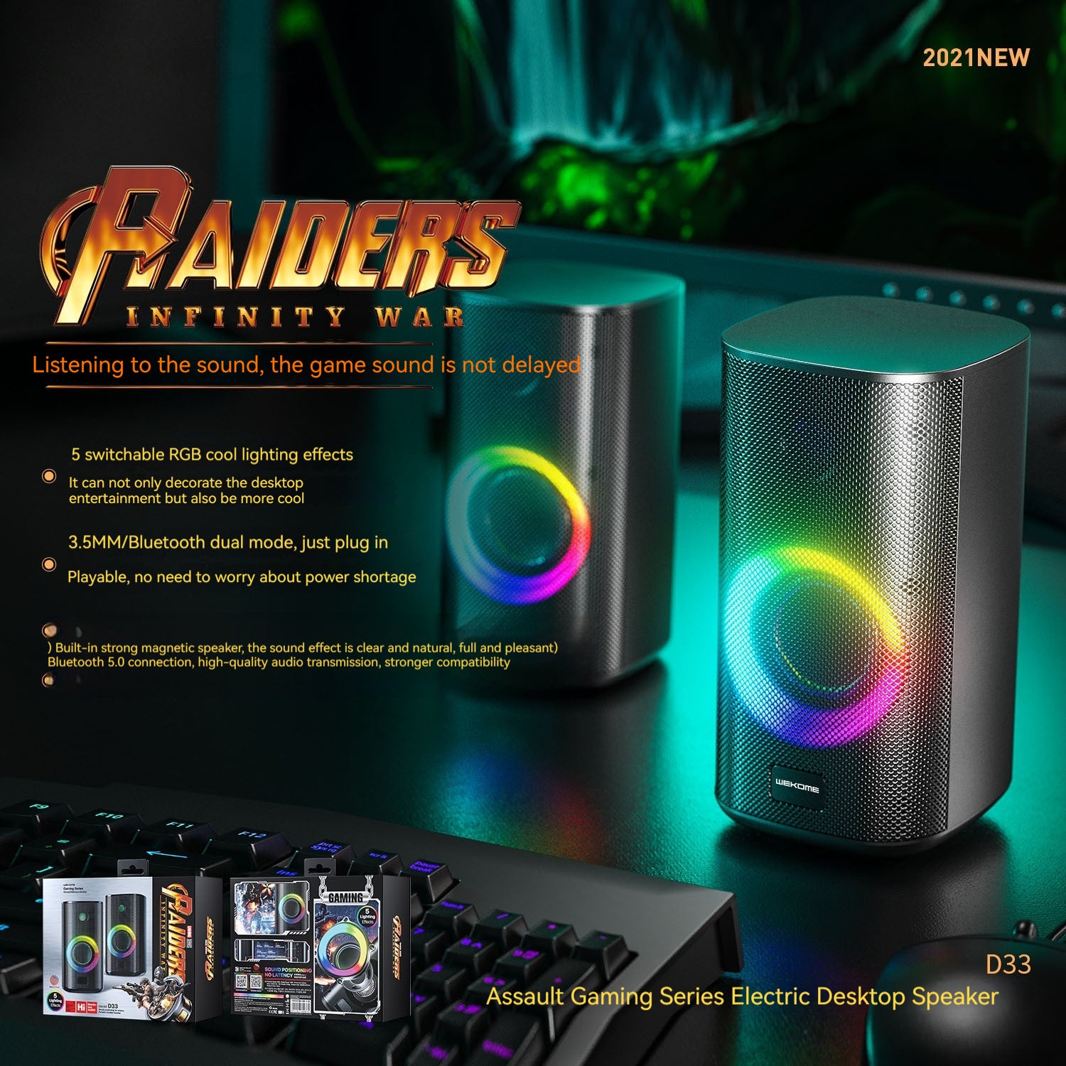 PulseFire Duo – Colorful E-Sports Bluetooth Desktop Speakers