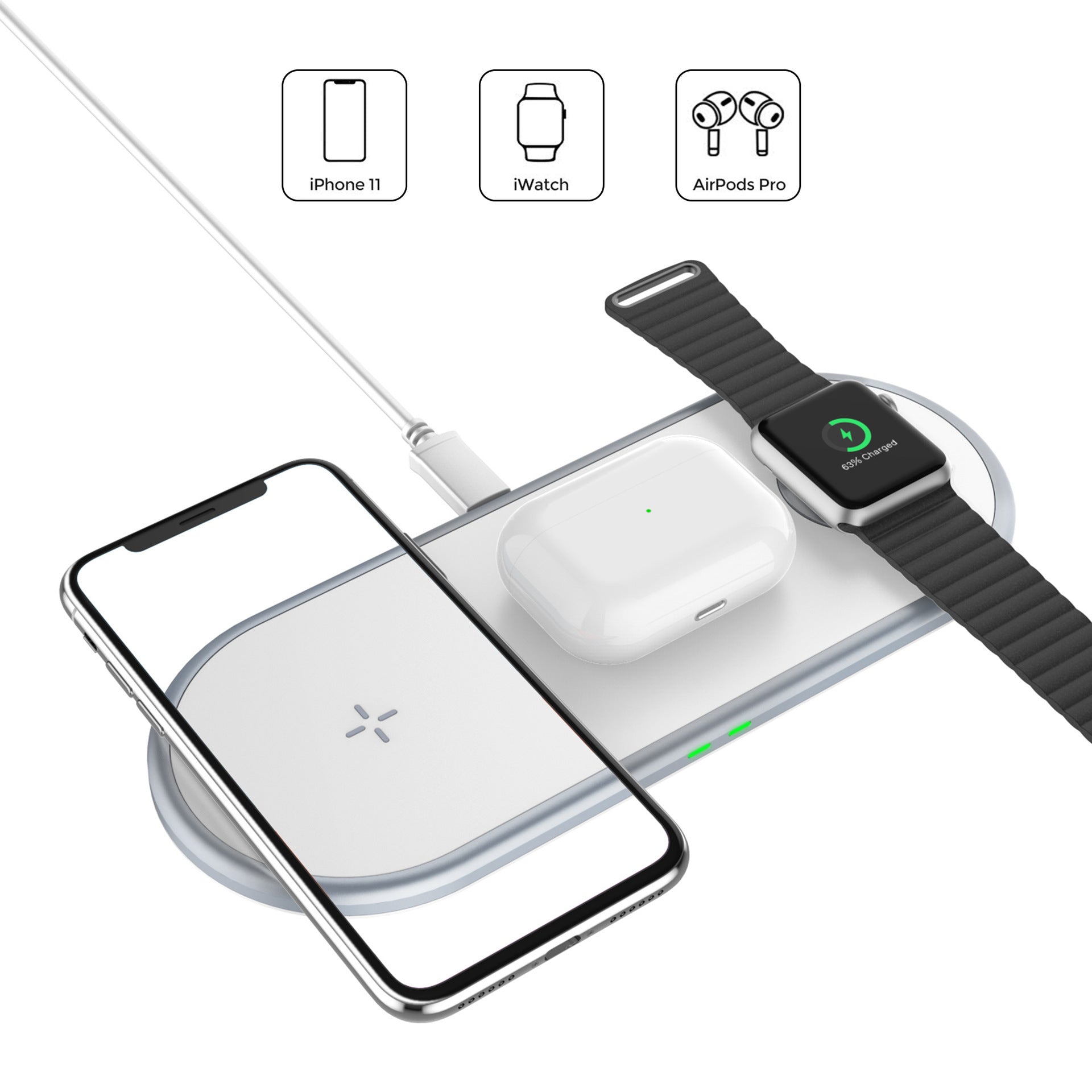 The PowerDock 3-in-1 Wireless Charging Station