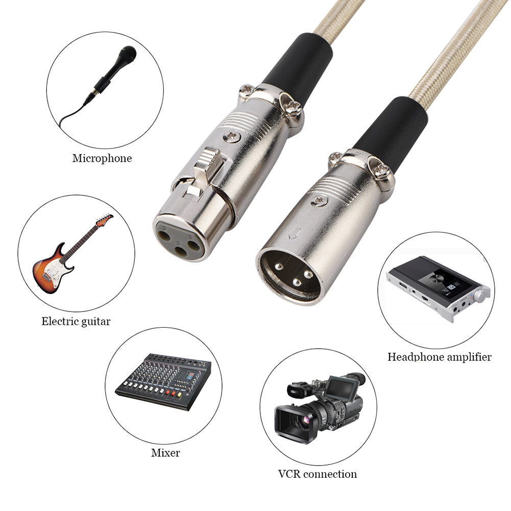 3 Pin XLR Male to XLR Female Microphone Mic Cable Audio Cord Wire 1 Meters / 3.3 Feet