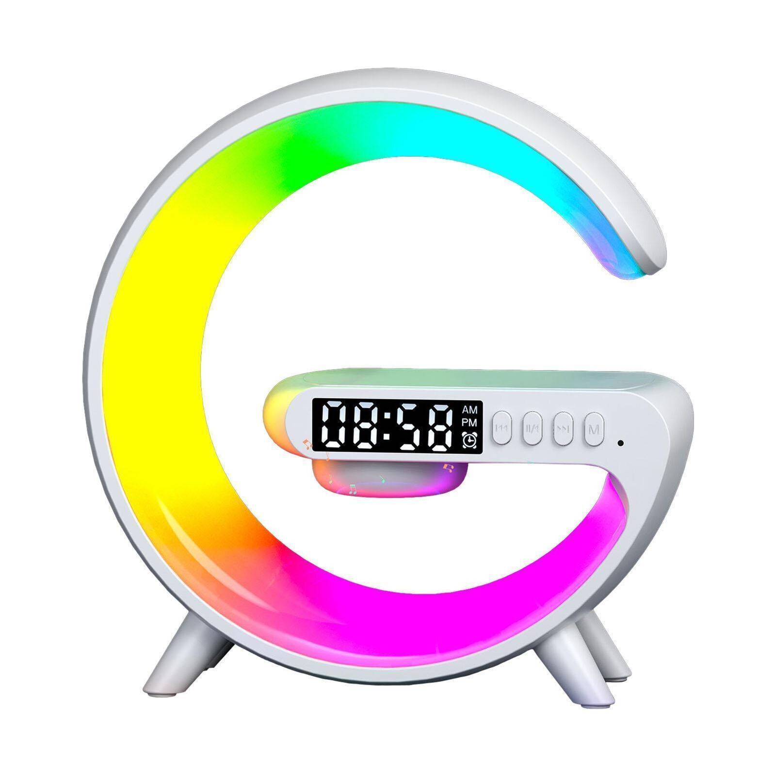LuminaBeat Smart G Lamp – LED RGB Night Light, Bluetooth Speaker & Wireless Charger with Alarm Clock
