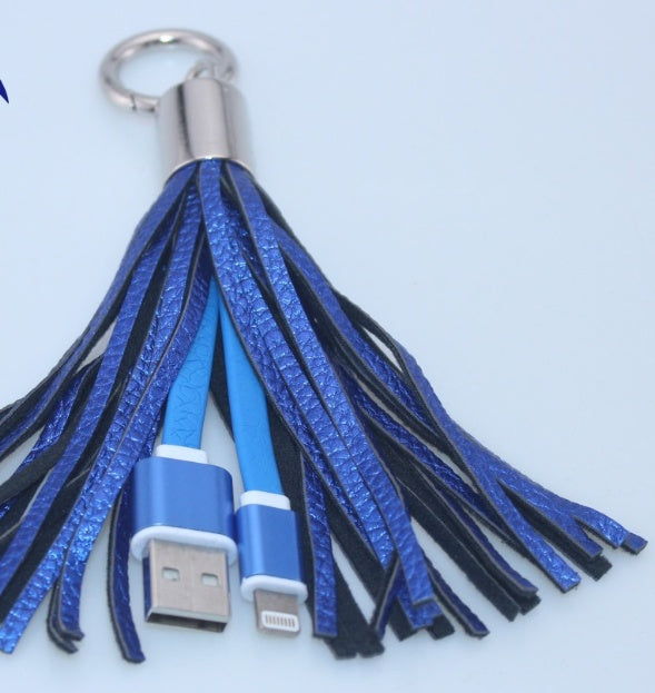 Tangle-Free Tassel Keychain Data Cable – Stylish & Compact Charging & Sync Cable