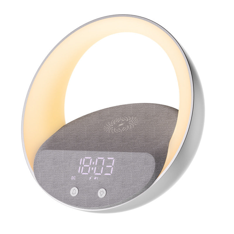AuraSync™: Multifunctional Wireless Charger Clock with Wake-up Light & Bluetooth Speaker