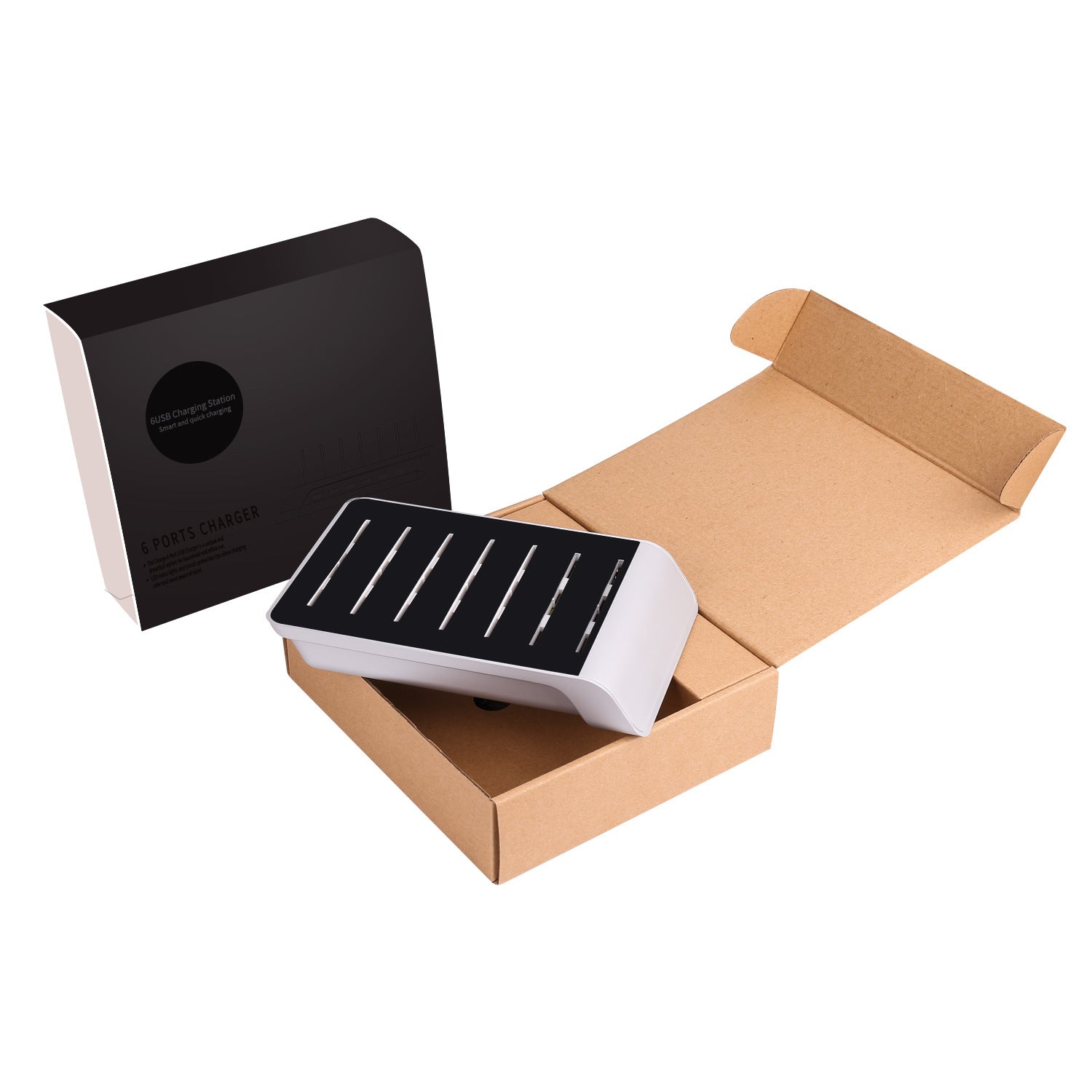 PowerHub 6-in-1 USB Charging Stand – Multi-Device Mobile Phone and Tablet Charger