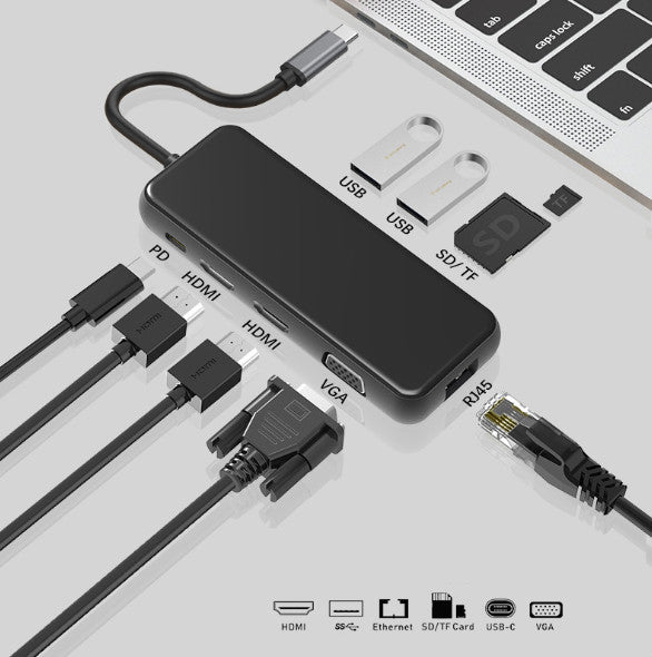 StreamHub 9X — Dual HDMI + VGA Multiport Gigabit Adapter