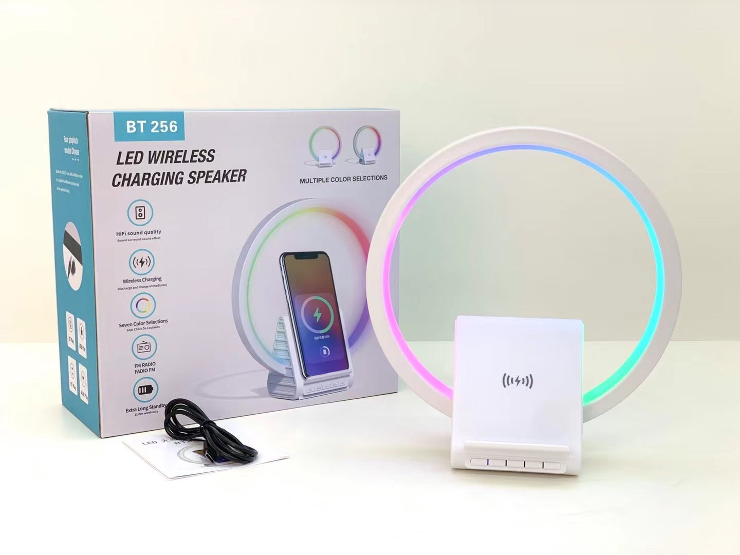 AuraWave™ — Smart Bluetooth Speaker with Ambience Light & 15W Wireless Charger