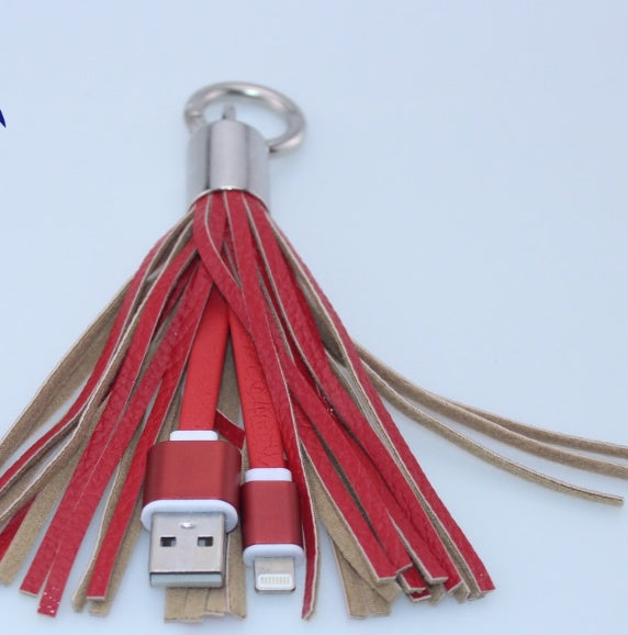 Tangle-Free Tassel Keychain Data Cable – Stylish & Compact Charging & Sync Cable