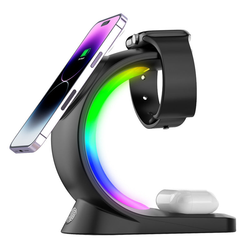 PowerDock™ 4-in-1 Magnetic Wireless Charger – Fast Charging Station with Atmosphere Light for iPhone, AirPods Pro, and Apple Watch