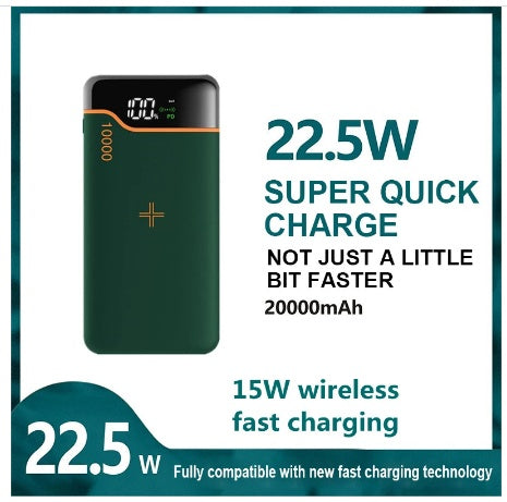 PowerMax™ 20,000mAh Wireless Charging Power Bank – 22.5W Super Fast Charging with 15W Wireless Output